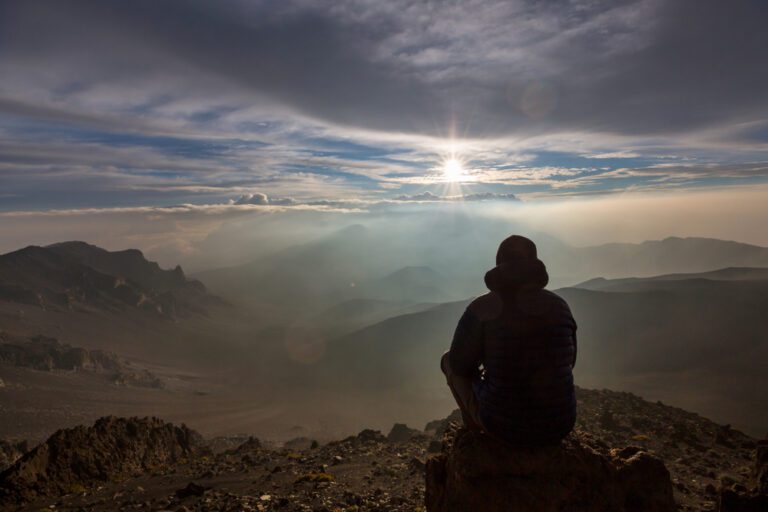 Beautiful sunrise scene on Haleakala volcano, Maui island, Hawaii